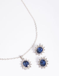 Navy Princess Stone Necklace and Earrings Set - link has visual effect only