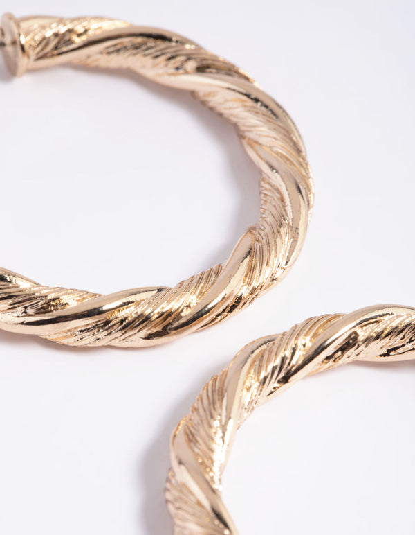 Gold Textured Hoop Earrings