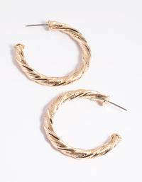 Gold Textured Hoop Earrings - link has visual effect only