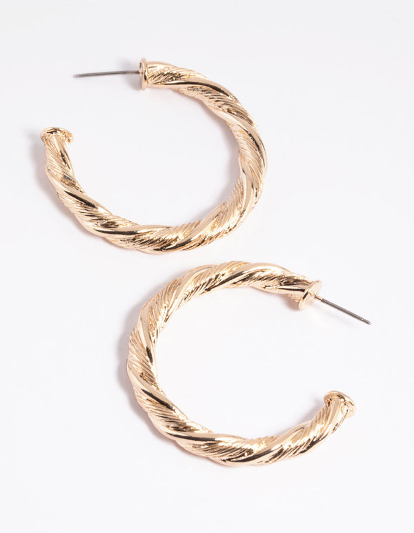 Gold Textured Hoop Earrings