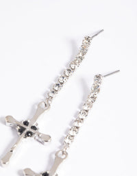Silver Diamante Cross Drop Earrings - link has visual effect only