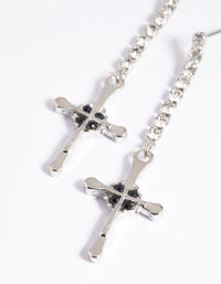 Silver Diamante Cross Drop Earrings - link has visual effect only