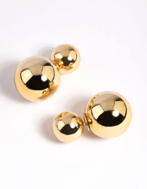 Gold Ball Sandwich Earrings