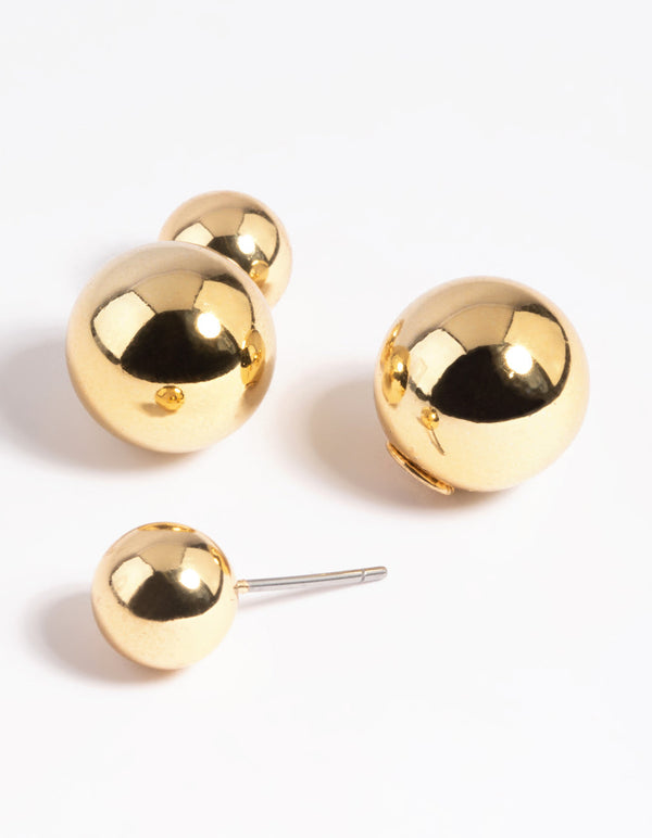 Gold Ball Sandwich Earrings