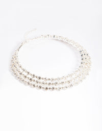 Rhodium Diamante gelaagde choker ketting - link has visual effect only