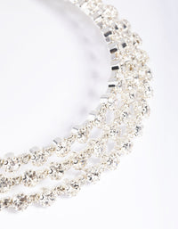 Rhodium Diamante gelaagde choker ketting - link has visual effect only
