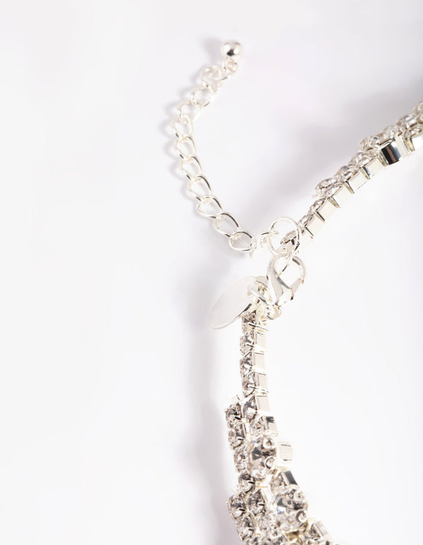 Rhodium Diamante gelaagde choker ketting