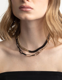 Matte Black Half and Half Chain Necklace - link has visual effect only