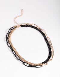 Matte Black Half and Half Chain Necklace - link has visual effect only