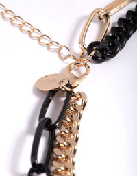 Matte Black Half and Half Chain Necklace - link has visual effect only