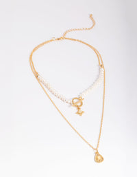 Gold Plated Frewshwater Pearl Fob Necklace - link has visual effect only