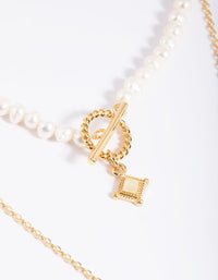 Gold Plated Frewshwater Pearl Fob Necklace - link has visual effect only