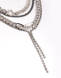 Rhodium Mixed Chain Layered Necklace - link has visual effect only
