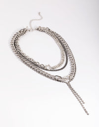 Rhodium Mixed Chain Layered Necklace - link has visual effect only