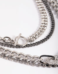 Rhodium Mixed Chain Layered Necklace - link has visual effect only