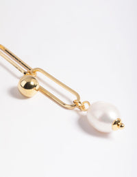 Gold Plated Freshwater Pearl Lariat Necklace - link has visual effect only