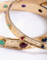 Colourful Stone Bangle Bracelet Set - link has visual effect only