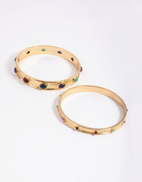 Colourful Stone Bangle Bracelet Set - link has visual effect only
