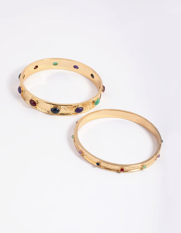 Colourful Stone Bangle Bracelet Set