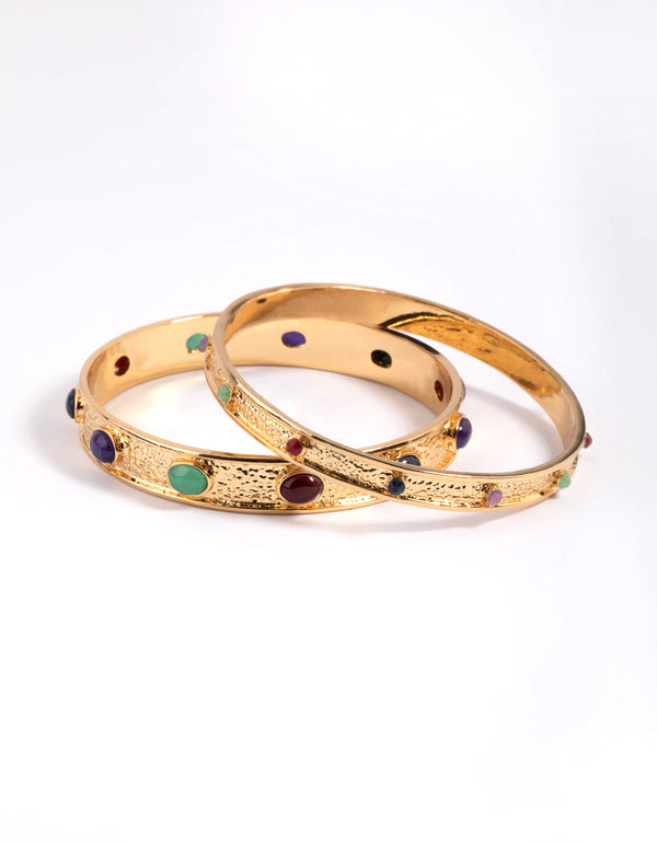 Colourful Stone Bangle Bracelet Set