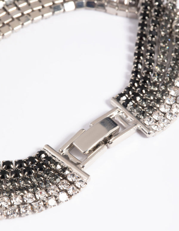 Rhodium Diamante Ombre Bracelet