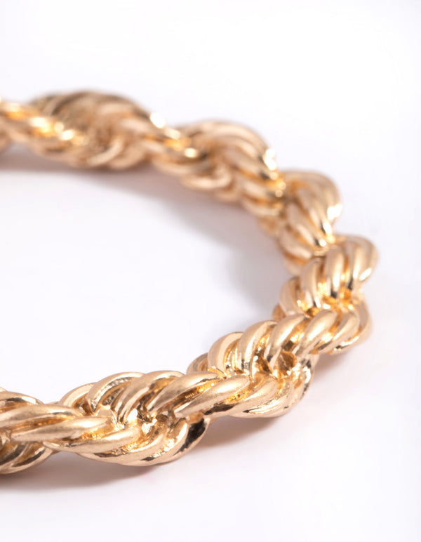 Worn Gold Rope Cuff Bangle Bracelet
