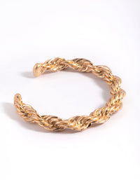 Worn Gold Rope Cuff Bangle Bracelet - link has visual effect only