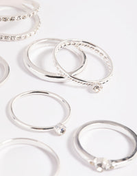 Silver Diamante Mixed Band Ring Stack Pack - link has visual effect only