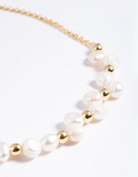 Gold Plated Freshwater Pearl Anklet - link has visual effect only