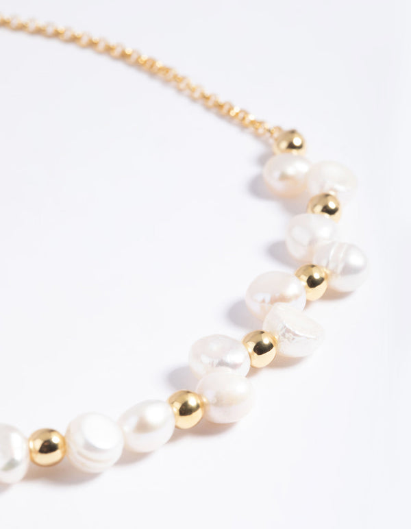 Gold Plated Freshwater Pearl Anklet