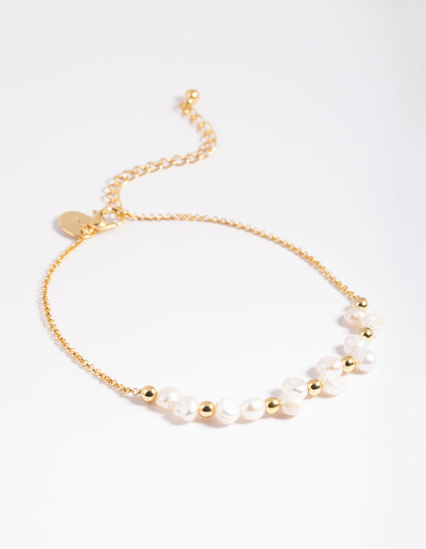 Gold Plated Freshwater Pearl Anklet