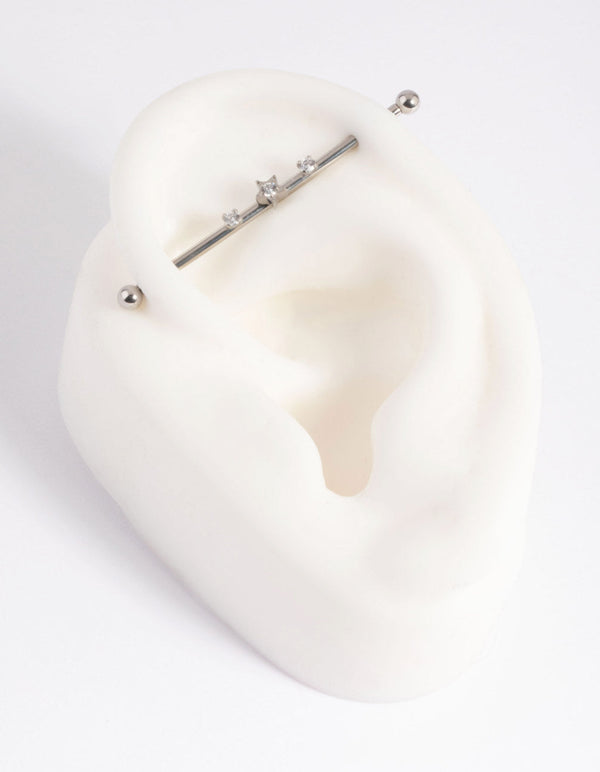 Surgical Steel Pearl and Star Industrial Bar