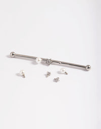Surgical Steel Pearl and Star Industrial Bar - link has visual effect only