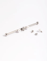 Surgical Steel Pearl and Star Industrial Bar - link has visual effect only
