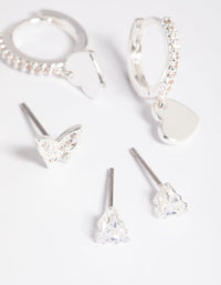 Silver Plated Butterfly and Heart Earring Stack Pack - link has visual effect only