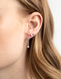 Silver Plated Pear Huggie Hoop Earring Stack Pack - link has visual effect only