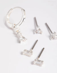 Silver Plated Pear Huggie Hoop Earring Stack Pack - link has visual effect only