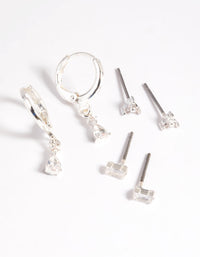 Silver Plated Pear Huggie Hoop Earring Stack Pack - link has visual effect only
