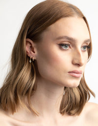 Gold Plated Cubic Zirconia Pave Cross Earring Stack Pack - link has visual effect only