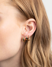 Gold Plated Simple Huggie Hoop Earring Stack Pack - link has visual effect only