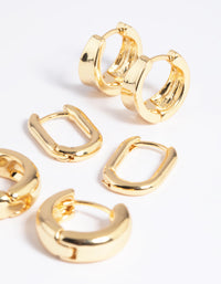 Gold Plated Simple Huggie Hoop Earring Stack Pack - link has visual effect only