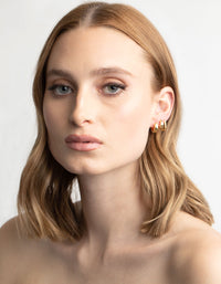 Gold Plated Simple Huggie Hoop Earring Stack Pack - link has visual effect only