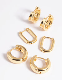 Gold Plated Simple Huggie Hoop Earring Stack Pack - link has visual effect only