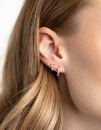 Gold Plated Cubic Zirconia Leaf Earring Stack Pack - link has visual effect only