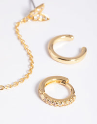 Gold Plated Butterfly Chain Earring Stack Pack - link has visual effect only
