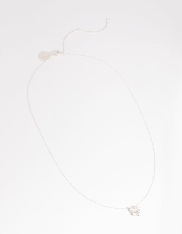 Silver Plated Pave Butterfly Necklace