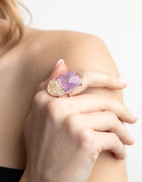 Gold and Lilac Flower Ring - link has visual effect only