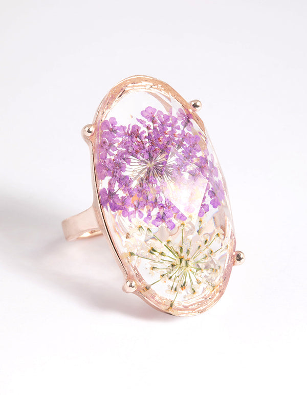 Gold and Lilac Flower Ring