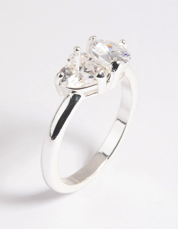 Silver Plated Cubic Zirconia Heart Ring