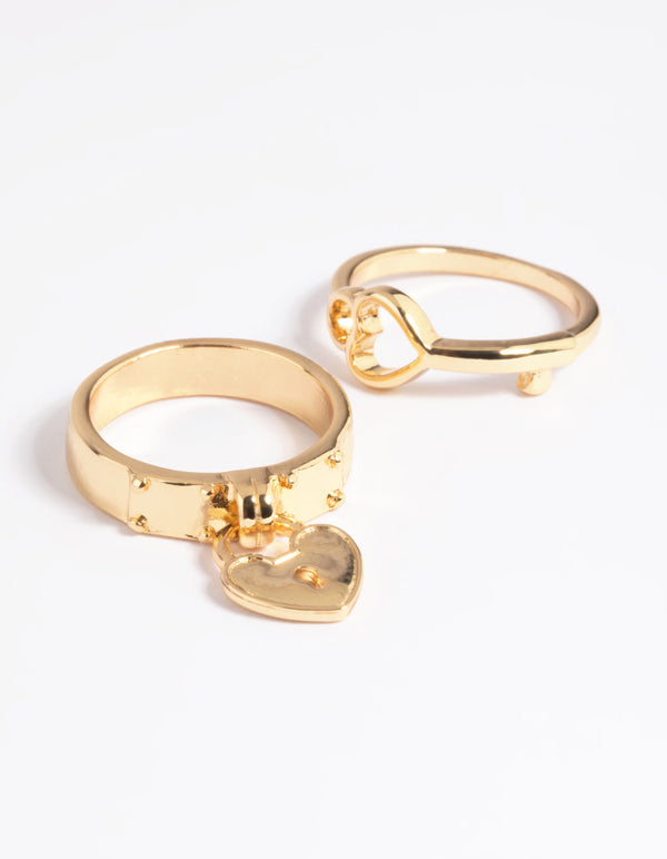 Gold Plated Lock and Key Ring